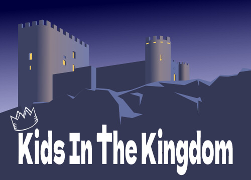 Image presents the picture of a castle perched on a bluff, to convey the truth that Kids In the Kingdom of God are protected by God Who, Himself, is the walls of security around the kingdom on the bluff and hillside.